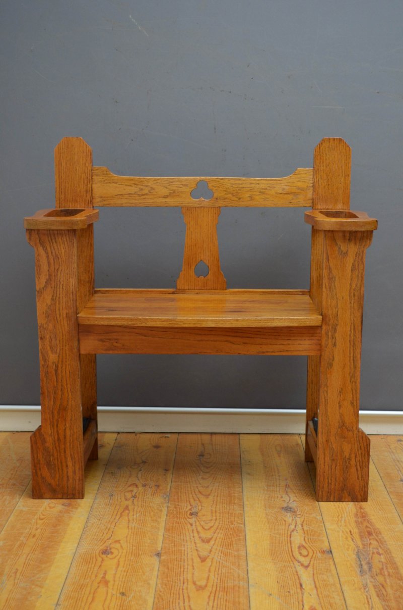 Arts And Crafts Hall Bench In Oak - Image 8